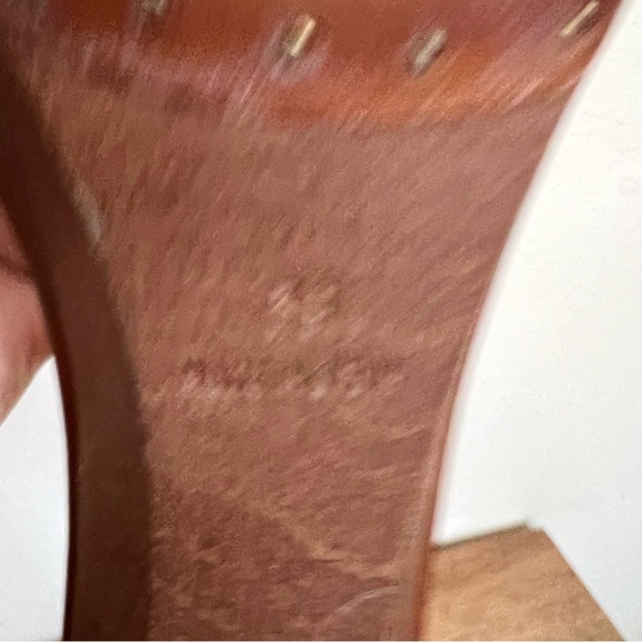 Yves Saint Laurent Rive Gauche Caliente wooden kitten heel sandals brown leather - Picture 10 of 16